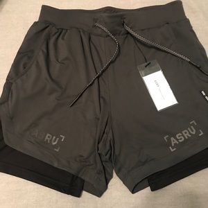 Men’s ASRV Dark Grey Five Inch Running Shorts- Med